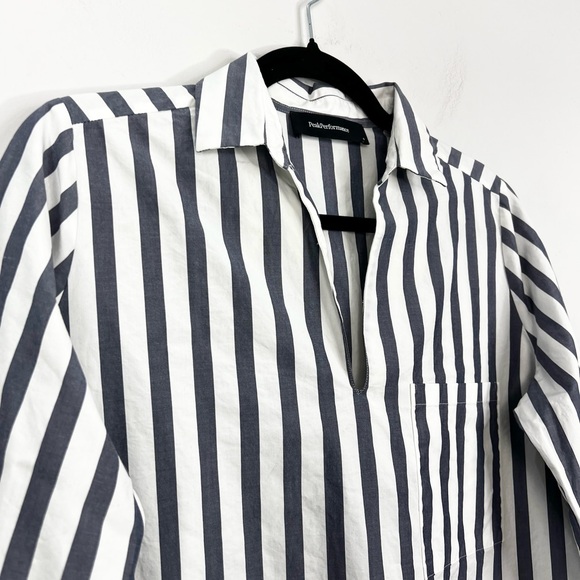 Peak Performance Sweden pure cotton blue white stripe boxy oversized top S - Picture 8 of 16